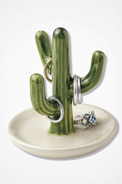 Cactus Ring Holder, Cactus Ring, Cactus Party, Diy Air Dry Clay, Pear Cactus, Sculpture Art Clay, Clay Diy Projects, Diy Ceramic, Clay Crafts Air Dry