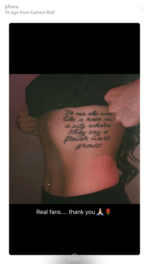 Rap Lyrics Tattoo, Phora Yours Truly Tattoo, Jhene Aiko Tattoos Quotes, Yours Truly Tattoo, Phora Yours Truly, Phora Quotes, Miley Cyrus Lyric Tattoos, Rihanna Lyrics Tattoo, Ariana Grande Lyric Tattoos