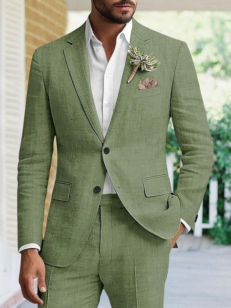 Wedding Suits Men Sage Green, Sage Suit, Garden Party Formal, Formal Garden Party, Linen Wedding Suit, Suit For Man, Linen Suits For Men, Beach Wedding Suits, Garden Cocktail