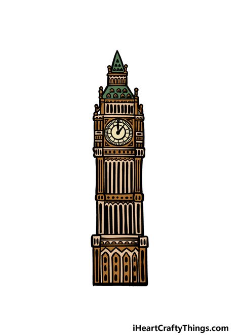 Big Ben Dibujo, View Outside Window, Big Ben Illustration, Big Ben Model, Big Ben Drawing, London Clock Tower, Big Ben Art, Kindergarten Art Crafts, Simple House Drawing