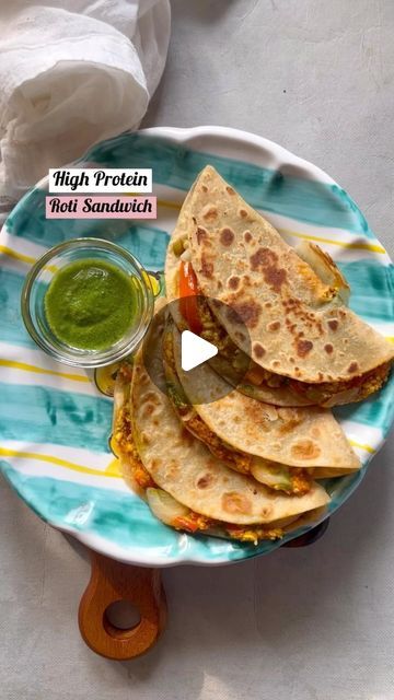 Oh, Cheat Day ! on Instagram: "High Protein Roti Sandwich 

Perfect for breakfast, dinner or tiffin, this dish is so versatile ❤️ 

I even added a scoop of protein to the roti to make it extra nutritious and protein rich 

Mustard Oil - 1.5 tbsp,
Green Chilli - 1
Ginger - 1 inch
Garlic - 1 tbsp
Onion - 1pc
Bell peppers -1/2 cup sliced 
Tomatoes -1 sliced 
Turmeric Powder - 1/2 tsp
Coriander Powder - 1/2 tsp
Kashmiri Red Chilli Powder - 2 tsp 
Pepper - 1/2 tsp
Garam Masala - 1/4 tsp
Chaat Masala - 1/4 tsp
Black Salt - to taste 
Besan - 1 tbsp 
Curd - 2-3 tbsp 
Tomato - 1pc
Paneer
Coriander - Handful

1. Take a pan, add mustard oil, green chilli, ginger, garlic, onion, and let it cook till translucent, next cook bell peppers and choice of veggies 

2. Add turmeric powder, coriander powder, K Cook Bell Peppers, Roti Sandwich, Kasuri Methi, Sliced Tomatoes, Leftover Food, Red Chilli Powder, Black Salt, Mustard Oil, Chaat Masala