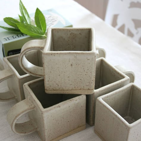 Square Stoneware Mug by TOM BUTCHER CERAMICS Square Mugs, Slab Ceramics, Bonnie Scotland, Pottery Projects, Slab Pottery, Hand Built Pottery, Clay Mugs, Pottery Classes, Pottery Crafts