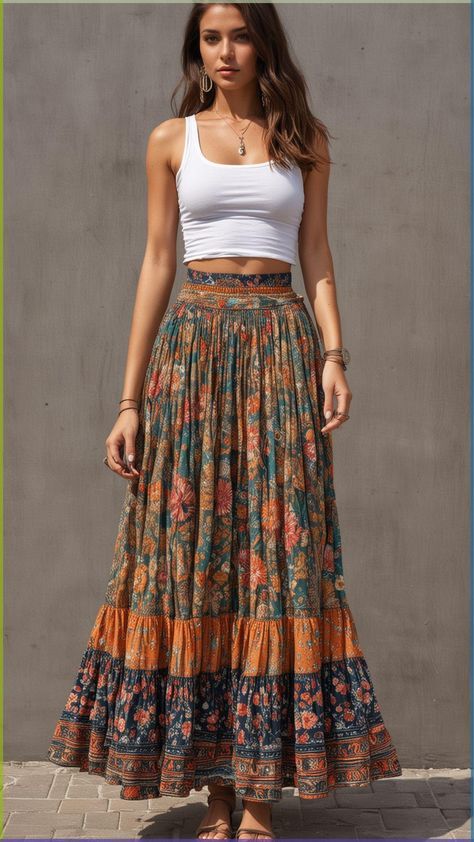 30+ Classy Summer Outfits For Ladies 2024 - Fashion Tips Tricks Long Skirt For Summer, Guatemala Trip Outfits, Minimalist Boho Outfit, Skirt Long Outfits, Guatemala Outfits Ideas, Boho Outfits Summer, Indie Style Outfits, Outfit Ideas Boho, Boho Outfit Ideas