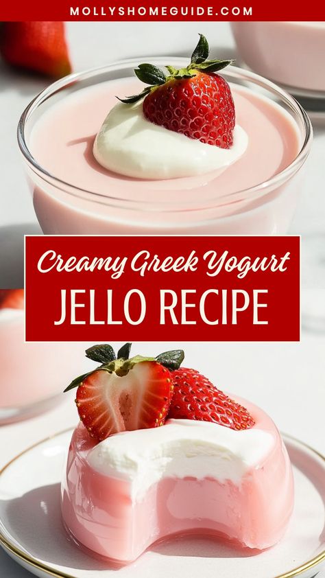 Indulge in a guilt-free treat with this refreshing Greek yogurt jello recipe. This simple and healthy dessert is the perfect way to satisfy your sweet cravings without the extra calories. Packed with protein and creamy goodness, you won't believe how delicious and satisfying this combination can be. Whether you enjoy it as a light snack or a tasty dessert, this Greek yogurt jello is sure to become a new favorite in your recipe collection. Yogurt And Jello Pudding, Dessert Jello Recipes, Jello Snack Ideas, Yogurt And Instant Pudding, Greek Yogurt Jello Cheesecake, Yogurt And Jello Recipes, Things To Make With Yogurt Recipes, Greek Yogurt And Jello Recipes, Leftover Yogurt What To Do With