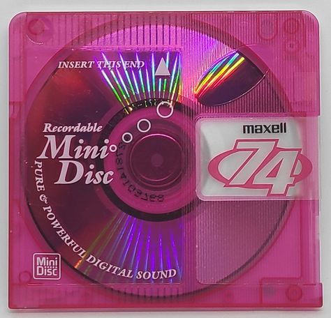 2000s Aesthetic Pink, Y2k Millenium, Y2k Wall Collage, Sony Minidisc, Pink Cd, Music Y2k, Cd Jewel Case, Mini Disc, Cd Design