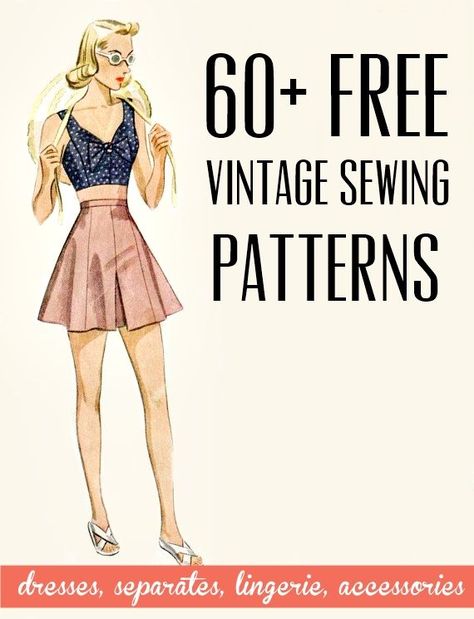 free vintage and retro dress sewing patterns, separates, lingerie and accessories Free Vintage Sewing Patterns, Vintage Sewing Patterns Free, Dresses Patterns, Diy Amigurumi, Patron Vintage, Sew Ins, Crochet Dresses, Beginner Sewing Projects Easy, Motif Vintage