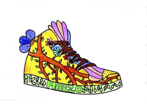 Sneaker Design Summer Camp Art, Design Your Own Shoes, Paper Shoes, Art Plan, High School Art Projects, Middle School Art Projects, Classroom Art Projects, Sneaker Art, Drawing Activities