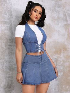 #BEAUTY ,#REALATIONSHIPS #Fashion #Outfits #Summer Outfits #Animals Halter Tops Outfit, Denim Halter Top, Denim Top Women, Vestidos Jeans, Neat Casual Outfits, 2piece Outfits, Cute Modest Outfits, Denim Crop Top, Denim Outfits