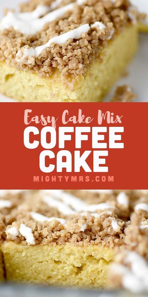 Cake Mix Coffee Cake - An easy breakfast recipe using yellow cake mix! You can make this sheet cake style or using a bundt pan. Try my tips for lightening it up using Greek yogurt and applesauce instead of vanilla pudding as well as tips for achieving a perfect crumble topping using brown sugar and cinnamon. Perfect for weekends, holidays or overnight guests. Make it ahead and have it ready to enjoy the next morning. | ad Cake Mix Coffee Cake, Easy Breakfast Recipe, Cake Style, Vanilla Cake Mixes, Chocolate Chip Cake, House Guests, Coffee Cake Recipes, Fashion Cakes, Crumble Topping