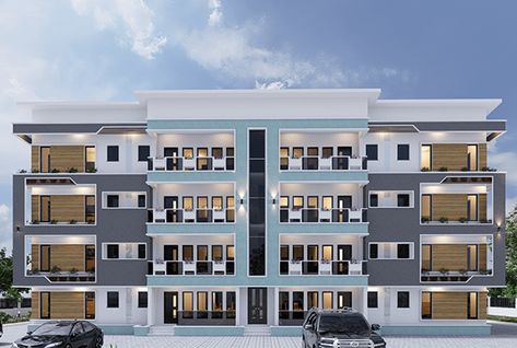 Commercial Design Exterior Buildings, Block Of Flats Architecture, Luxury Apartments Exterior, Small Apartment Building Plans, Apartment Building Plans, Commercial Building Plans, Residential Building Plan, Residential Architecture Apartment, D5 Render