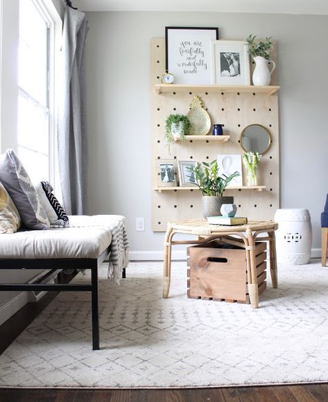 Wonderfully Made: One Room Challenge {W6}: DIY Giant Pegboard Burlap Table Runner Diy, Giant Pegboard, Large Pegboard, Entry Room, Famous Interior Designers, Garage Makeover, Talk Of The Town, Room Challenge, Home Organisation