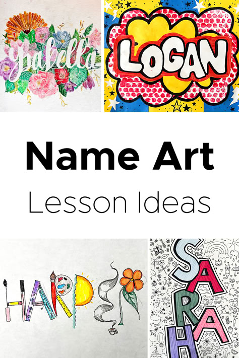 I love starting the school year with a name art lesson. It helps learn kids’ names and kick start the creativity for the year. Here’s some of my favorite name art lessons that also incorporate a variety of artistic skills, art history and self expression. Year 4 Art Lessons, Name Art Lessons Elementary, Grade 2 Name Art, Word Of The Year Art Project, Name Art Elementary, 2025 School Year, Year 7 Art, Art Ideas For Grade 7/8, First Art Lesson Of The Year