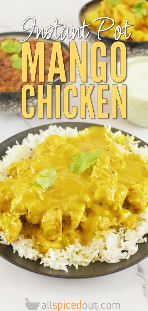 Instant Pot Mango Chicken Curry (Aam Ka Murgh) Almond Flour Chicken, Mango Chutney Chicken, Kebab Sauce, Mango Chicken Curry, Flour Chicken, Eggplant Curry, Mango Curry, Mango Chicken, Easy Chicken Recipe