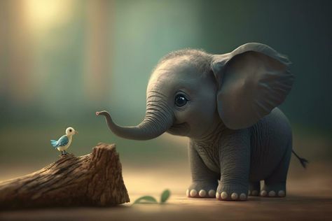 Little Cute Elephant Playing with a Small Bird in the Garden AI generated Farewell Quotes In Hindi, Farewell Quotes, Elephant Cute, Elephants Playing, Elephant Wallpaper, Elephants Photos, Baby Elefant, Small Elephant