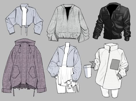 Jean Jacket Reference, Hoodie Sleeve Drawing Reference, Comfy Outfits Drawing Reference, Drawing Jackets Design Reference, Oversized Jacket Drawing Reference, Open Jacket Reference, Open Jacket Drawing, Baggy Jacket Drawing, How To Draw Oversized Clothes