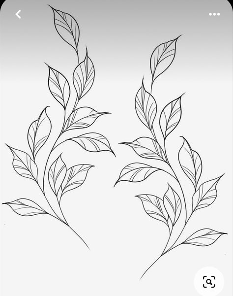 Detailed Vine Tattoo, Pretty Leaves Drawing, Leaf Tattoos For Women Chest, Leave Outline Tattoo, Line Art Leaves Tattoo, Leaf Stencil Tattoo, Vine And Leaf Tattoo Design, Floral Leaves Tattoo Design, Leaves Stencil Tattoo