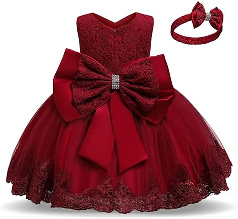 Amazon.com: NNJXD Girls' Tulle Flower Princess Wedding Dress for Toddler and Baby Girl: Clothing, Shoes & Jewelry Baby In Wedding Dress, Baby Birthday Dress, Girls Birthday Party Dress, 1st Birthday Dresses, Toddler Party Dress, 파티 드레스, Newborn Girl Outfits, Prom Ball Gown, Birthday Girl Dress