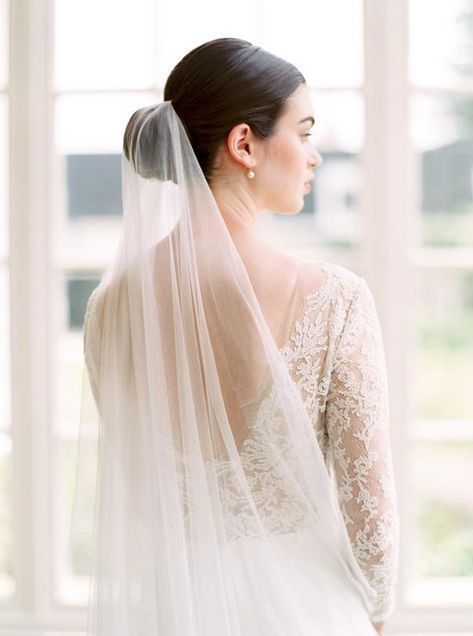 updo with veil Bridal Chignon, Bridal Updo With Veil, Romantic Wedding Veil, Silk Tulle Veil, Willow Wedding, Draping Wedding, Updo Bridal, Veil Long, Silk Veil