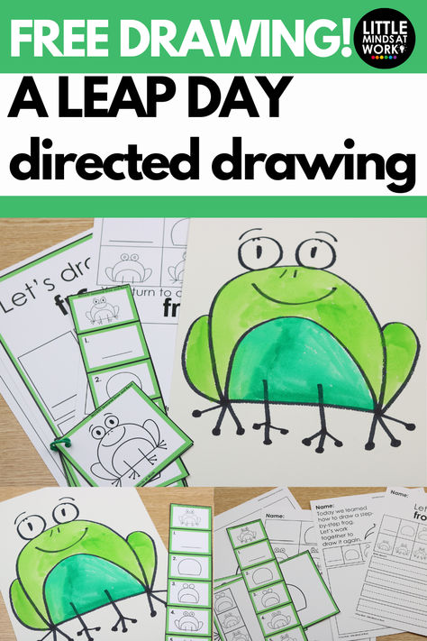 Access a FREE Frog Directed Drawing perfect for Leap Day! March Directed Drawing For Kids, Earth Day Directed Drawing For Kids, Kindergarten Directed Drawing, Spring Directed Drawing Kindergarten, Earth Day Directed Drawing, Frog Directed Drawing, Frog Unit Kindergarten, Preschool Drawing, Frogs For Kids