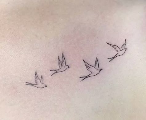 Sibling Bird Tattoos, Fine Line Bird Tattoos For Women, Three Little Birds Tattoo Bob Marley, Birds Behind Ear Tattoo, 3 Little Birds Tattoo Bob Marley, 3 Bird Tattoo, 4 Birds Tattoo, Three Bird Tattoo, Bird Tattoo Behind Ear