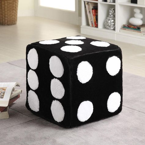 Contemporary Black Dice Ottoman Chair Footstools Poufs Plush Foam Soft Bedroom Fuzzy Rug Aesthetic, Edgy Bedroom Aesthetic, Dice Ottoman, Cool Room Decorations, Punk Interior Design, Soft Bedroom, Future Apartment Decor, Cute Bedroom Decor, Apartment Decor Inspiration