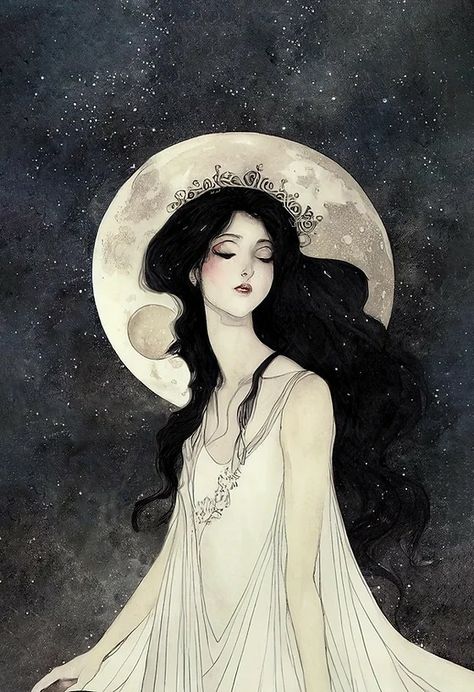 الفن الرقمي, Book Cover Illustration, Arte Inspo, Goddess Art, Fairytale Art, Ethereal Art, Moon Goddess, Moon Art, Pretty Art