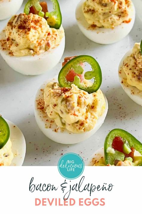 Deviled eggs are the perfect, easy to make appetizer for any occasion. Jazz up this traditional dish with this bacon jalapeño deviled egg recipe. Bacon Deviled Eggs Recipe, Christmas Dinner Side Dishes, Jalapeno Deviled Eggs, Perfect Deviled Eggs, Deviled Egg Recipe, Deviled Eggs Recipe Easy, Finger Food Recipes, Summer Picnic Food, Devilled Eggs Recipe Best