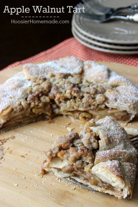 Easier than a traditional pie, this Rustic Apple Walnut Tart goes together quickly and has all the delicious flavors of Apple Pie! Walnut Tart, Old Fashioned Apple Pie, Best Apple Desserts, Apple Walnut, Golden Raisins, Tart Recipe, Sweet Pie, Apple Desserts, Pies And Tarts