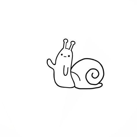 Animal Doodle Tattoo, Fun Animal Doodles, Animal Line Drawings Simple, Snail Tattoo Simple Cute, Small Line Drawings, Simple Snail Doodle, Simple Snail Drawings, Small Line Work Tattoo Simple, Easy Snail Drawings