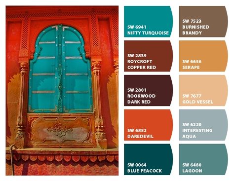 Paint colors from Chip It! by Sherwin-Williams Boho Orange Color Palette, Southwest Colors Palette Colour Schemes, Southwest Color Pallette, Santa Fe Paint Colors Interior, Southwest Living Room Paint Colors, Mexican Paint Colors, Santa Fe Color Palette, Southwest Paint Colors, Mexican Color Scheme