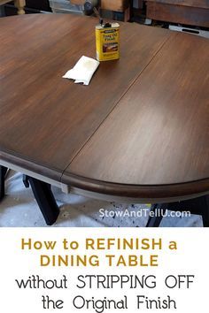 Refinish Dining Room Table, How To Restain Wood, Pine Wood Dining Table, Crate Side Table, Refinished Table, Dining Table Makeover, Kitchen Table Makeover, Stained Table, Kitchen Table Wood