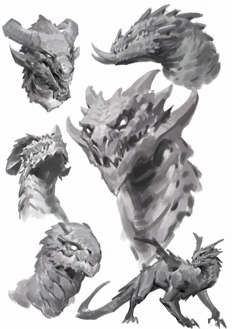 https://www.artstation.com/artwork/YaQrDY Dragon Art Concept, Dragon Ideas Art, How To Draw Dragon, Dragon Reference Drawing, Dragon Art Sketch, Dragon Drawing Reference, Cool Dragon Drawings, Dragon Concept Art, Dragon Sketches