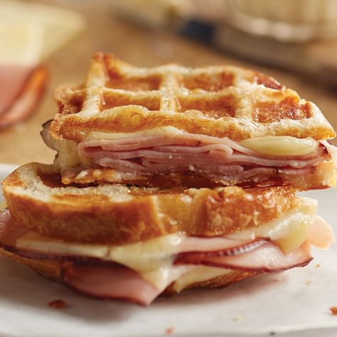 Maple Butter Recipe, Waffle Sandwiches, Grilled Ham And Cheese, Waffle Iron Recipes, Waffle Maker Recipes, Grilled Ham, Maple Butter, Waffle Sandwich, Cheap Easy Meals