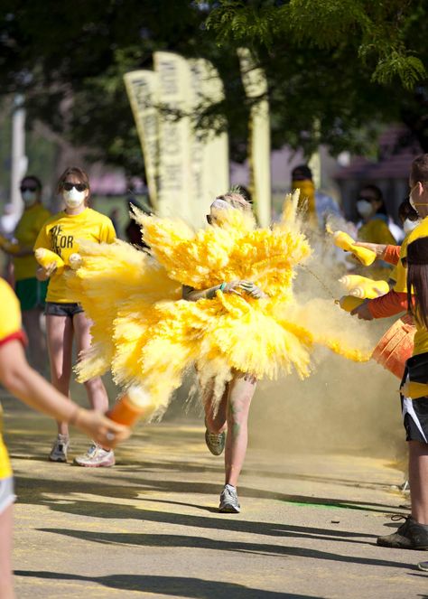 And it was all yellow! #thecolorrun Color Me Run, I Hate Running, Color Vibe, Polaroid Photos, Girl Running, Indian Festivals, Color Run, Mellow Yellow, Colour Images