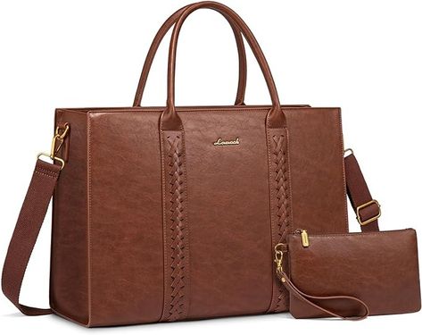 Amazon.com: LOVEVOOK Laptop Tote Bag for Women, Vintage Leather Work Bags 15.6 inch Computer Bag, Waterproof Laptop Bag Business Briefcase Office Handbag Purse, Dark Brown : Electronics Leather Briefcase For Women, Laptop Purse For Women, Laptop Tote Bag Woman, Briefcase For Women, Laptop Purse, Stylish Laptop Bag, Leather Work Bag, Business Laptop Bag, Business Briefcase