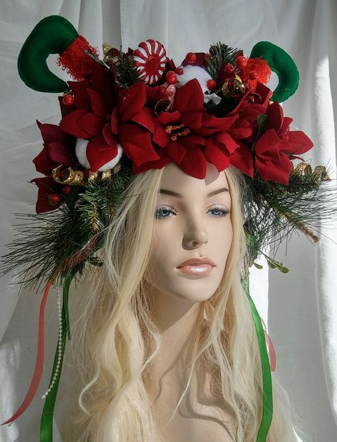 Christmas Headpiece Diy, Themed Winter Costume Hats And Headpieces, Christmas Headdress Diy, Adjustable Christmas Costume Hats And Headpieces, Whimsical Adjustable Christmas Headpieces, Holiday Pine Cones, Christmas Headpiece, Winter Costume, Celtic Christmas