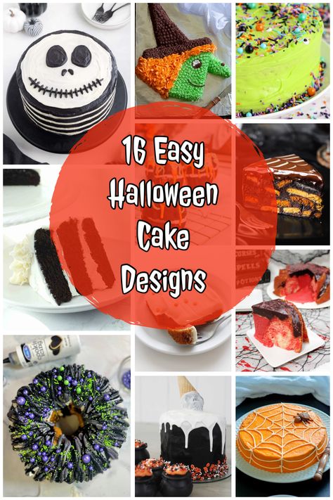 Conjuring up some spooky delights with these easy Halloween cake recipes! Dive into the darkness of spider web cake, Jack Skellington cake, Frankenstein cakes, pumpkin bundt cakes, and dark cherry cakes. This witch cake is too cute to pass up on too! Perfect Halloween party cakes to bring some fun to your Halloween parties. Halloween Cakes And Cookies, Baking For Halloween, Chocolate Halloween Cake Ideas, Easy Halloween Cake Decorating Ideas, Diy Halloween Cakes Easy, Easy Halloween Cakes For Kids, Easy Halloween Cake Ideas, Cute Halloween Cake Ideas, Halloween Cake Decorations Ideas