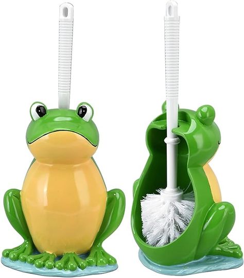 Amazon.com: Yosoo Bathroom Toilet Brush Frog Shape Bowl Household Holder Set Brush Cartoon Creative Toilet Brush Appliance Frog Shape Toilet Brush Set Standing for Scrubbing : Home & Kitchen Frog Themed Bathroom, Frog Bathroom, Toilet Holder, Pink Frog, Frog House, Frog Stuff, Frog Theme, Frog Decor, Pink Kitchen