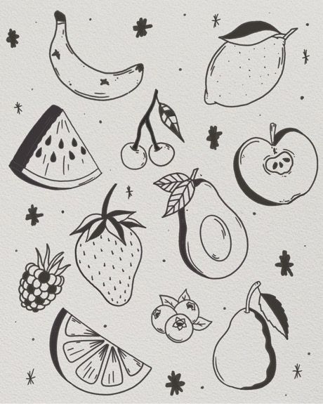 Tattoo Quirky, Small Quirky Tattoos, Quirky Tattoos, Vegetable Tattoo, Fruit Tattoo, Food Tattoos, Custom Playing Cards, Conversational Prints, Cute Easy Doodles