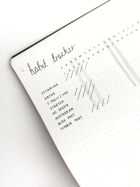 And this habit tracker that's actual goals: Minimalist Bullet Journal Layout, Bullet Journal Simple, Journal Monthly Spread, Bullet Journal Layout Ideas, Journal Layout Ideas, Bullet Journal Minimalist, Minimalist Bullet Journal, Bullet Journal Supplies, Bullet Journal Monthly Spread