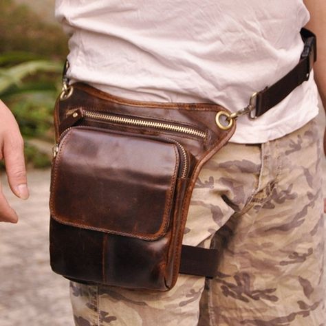 Vintage Men Oil Wax Geunine Leather Cowhide Travel Hiking Motorcycle Riding Cross Body Messenger Shoulder Belt Hip Bum Fanny Pack Waist Thigh Drop Leg Bag | Wish Shoulder Sling Bag, Padded Pouch, Belt Pack, Leather Store, Everyday Tote Bag, Leg Bag, Shoulder Sling, Shoulder Messenger Bag, East Asia