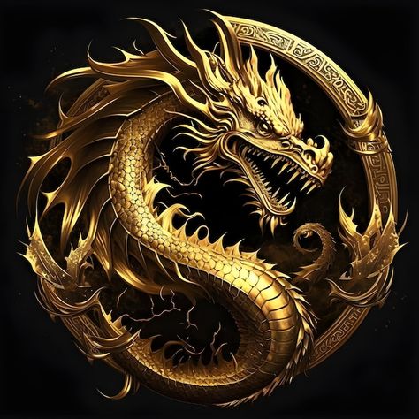 Premium Photo | A close up of a gold dragon head on a black background generative ai Gold Dragon Wallpaper, Creative Logo Design Art, Phoenix Images, Eagle Artwork, Iphone Wallpaper Blur, Medieval Tattoo, Dragon Wallpaper Iphone, Gold Design Background, Eagle Wallpaper