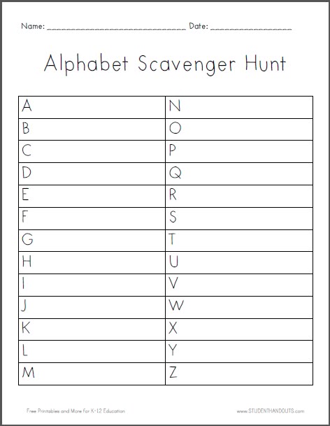 Alphabet Scavenger Hunt Worksheet - Free to print (PDF file). Alphabet Scavenger Hunt, Scavenger Hunt Ideas, Scavenger Hunt For Kids, Scavenger Hunts, Boredom Busters, Rainy Day Activities, Alphabet Activities, Kid Activities, Summer School