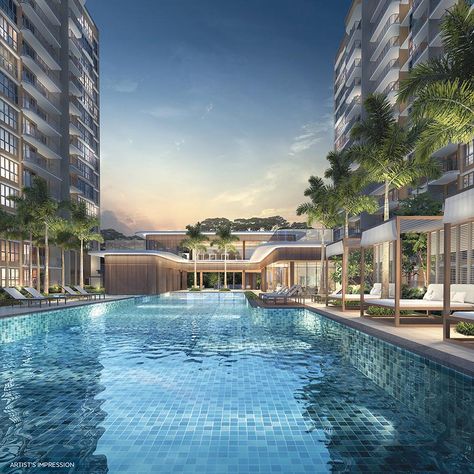 Condo Exterior, Apartment Building Exterior, Pool Architecture, Luxury Apartment Building, Apartment Pool, Hotel Swimming Pool, Swimming Pool Construction, Swimming Pool Architecture, Luxury Swimming Pools