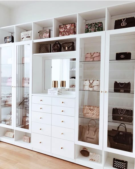 Bag Closet, Dream Closet Design, Walk In Closet Design, Purse Storage, Walking Closet, Luxury Closets Design, California Closets, Wardrobe Room, Bedroom Cabinets