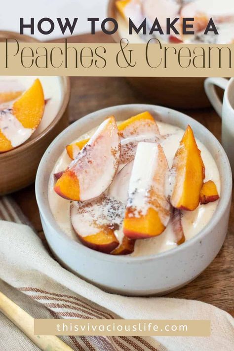 Bake Peaches, Bunko Food, Peaches And Cream Recipe, Peaches And Cream Dessert, Recipe Using Milk, Salad Sides, Gluten Free Peach Cobbler, Healthy High Protein Snacks, Peach Dessert