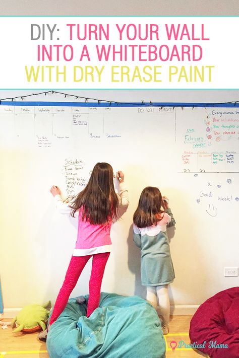 How to turn your wall into a dry erase white board with dry erase paint with directions and tips. Dry Erase Paint Wall, Wall Whiteboard, Diy Whiteboard, Whiteboard Paint, Dry Erase Paint, Black Chalkboard Paint, Large Walls, Whiteboard Wall, Dry Erase Wall