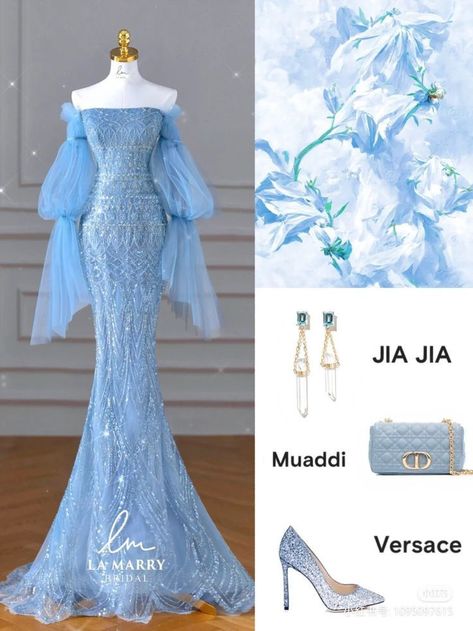 mermaid gown and A-line gown with off shoulder gown beautiful design Prince Dress, Mermaid Dress Pattern, Mermaid Maternity Dress, Mermaid Party Dress, Gaun Abad Pertengahan, Gown Mermaid, Blue Prom Dresses, Princess Ball Gowns, Long Sleeve Evening Dresses