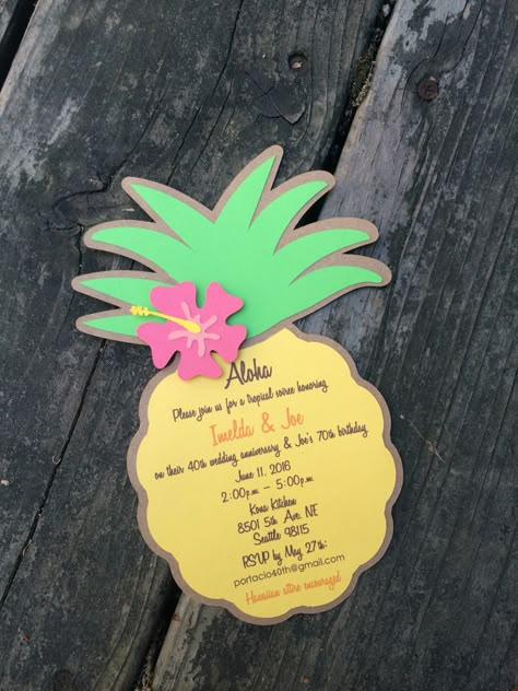 Pineapple invitation Tropisk Fest, Pineapple Birthday Party, Pineapple Theme, Tropical Birthday Party, Pineapple Birthday, Aloha Party, Luau Theme Party, Invitation Card Birthday, Flamingo Birthday Party