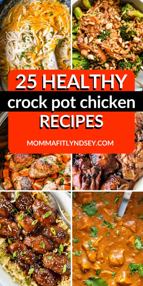 Fall dinners are super easy with these 25 easy and Healthy Crockpot Chicken Recipes! All of these slow cooker recipes are quick to meal prep and dinners that your whole family will enjoy. Make one of these delicious meals for busy days! Healthy Crock Pot Chicken Recipes, Healthy Crockpot Chicken Recipes, Crockpot Chicken Breast Recipes, Healthy Crock Pot Chicken, Easy Healthy Crockpot, Healthy Crockpot Chicken, Best Crock Pot Recipes, Crockpot Meal Prep, Healthy Crockpot Meals